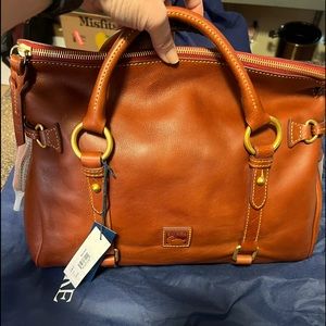 Dooney and Bourke Florentine Leather Medium Satchel discontinued color Ginger!